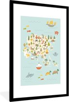 Wereldkaart Kinderen - Kleuren - Azië - Schoolplaat - Kinderkamer - 80x120 cm