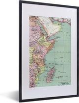Fotolijst incl. Poster - Wereldkaart - Vintage - Afrika - 40x60 cm - Posterlijst