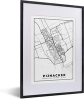 Poster in lijst - Fotolijst 30x40 cm - Posters - Kaart - Pijnacker - Zwart - Wit - Posterlijst zwart - Decoratie - Wanddecoratie woonkamer - Muurdecoratie slaapkamer