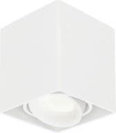 HOFTRONIC Esto - Plafondspot Wit Opbouw - Kantelbaar en Dimbaar - Verwisselbare GU10 Spot - 4000K Neutraal wit - 5 Watt 400 lumen - 95x95x105mm - IP20 voor woonkamer, slaapkamer en gang - Pla