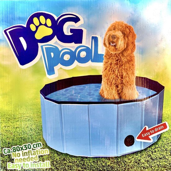 Opvouwbare honden zwembad 80 x 30 cm - Blauw / Rood - Perfect voor huisdieren, puppy's, katten of als kinderbadje, badkuip of ballenbad