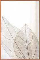 JUNIQE - Poster met kunststof lijst Skeleton Leaves -13x18 /Ivoor