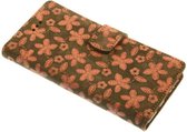 Made-NL drie pasjes (iPhone 11 Pro) Book case Grijs reliëf roze bloem leer schijfmagneet