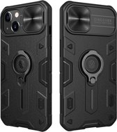 Hoesje geschikt voor Apple iPhone 13 - CamShield Armor Case - Met Camera Cover - Zwart