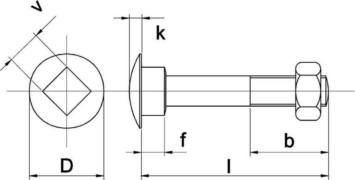 Slotbout Din603/555 4.6 M8X35 Verzinkt - 200 stuks