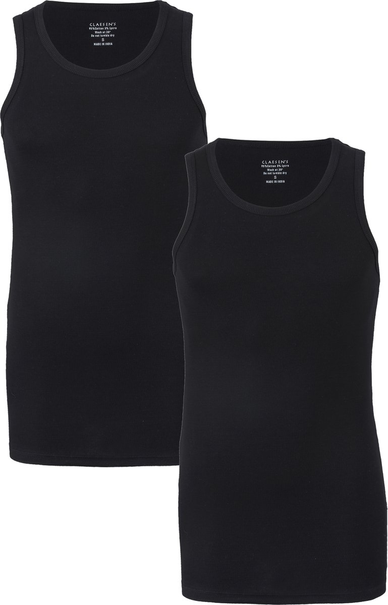 Claesen's Rib Singlet (2-pack) - zwart -  Maat S