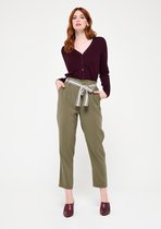 LOLALIZA Losse broek met riem - Khaki - Maat 34