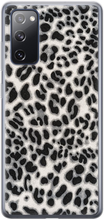 Samsung S20 FE - Gris léopard | Samsung Galaxy S20 FE | Étui en Siliconen TPU | Couverture arrière transparente