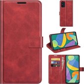Retro kalf patroon gesp horizontale flip lederen tas met houder & kaartsleuven & portemonnee voor Samsung Galaxy F52 5G (rood)