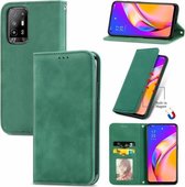 Voor OPPO A94 5G/A95 5G/F19 Pro+/Reno5 Z Retro Skin Feel Business Magnetische Horizontale Flip Leather Case Met Houder & Kaartsleuven & Portemonnee & Fotolijst (Groen)