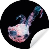 WallCircle - Stickers muraux - Cercle de papier peint - Méduses - Mer - Rose - Abstrait - 120x120 cm - Cercle mural - Autocollant - Papier peint autocollant rond XXL