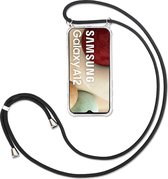 Samsung Galaxy A12Telefoonhoesje met koord - Kettinghoesje - Anti Shock - Transparant TPU - Draagriem voor Schouder / Nek - Schouder tas - ZT Accessoires