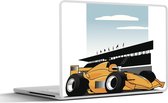Laptop sticker - 13.3 inch - Een gele racewagen uit de Formule 1 in een illustratie - 31x22,5cm - Laptopstickers - Laptop skin - Cover