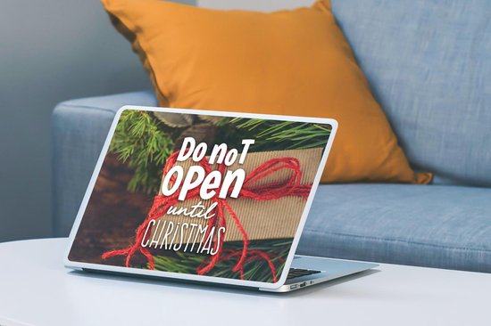Autocollant pour ordinateur portable - 12,3 pouces - avec fond de Noël "Ne pas ouvrir avant Noël" avec un cadeau
