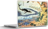Sticker pour ordinateur portable - 11,6 pouces - Une baleine à Goto - peinture de Katsushika Hokusai