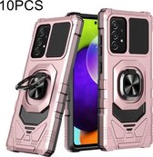 Voor Samsung Galaxy A52 5G 10 PCS Union Armor Magnetische PC + TPU Shockproof Case met 360 Graden Rotatie Ring Houder (Rose Gold)