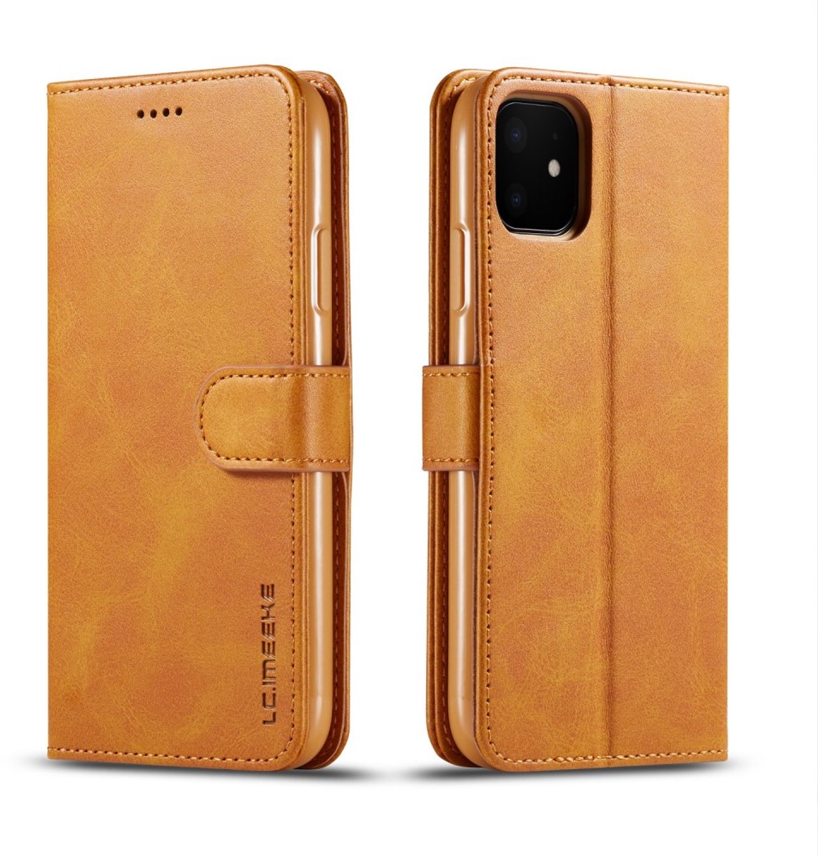 LC.IMEEKE Wallet / portemonnee hoesje voor iPhone 11 / iPhone Xr - cognac
