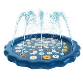 Buxibo Watermat -  Speelmat met Watersproeier - 49 Watersproeier - Alfabet + Dierenplaatjes - Waterspeelgoed/Tuinspeelgoed/Waterspel /Speelgoed/Kinderzwembad - 170x170CM
