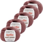 Basic Merino - kleur 74_Donker bleekrood - bundel 5 bollen 50 gr.  van 120 m.