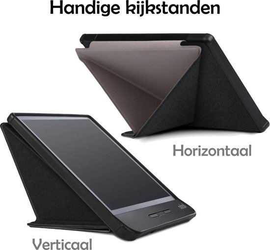 Hoesje Geschikt voor Kobo Libra H2O Hoes Bescherm Hoesje Case Sleep Cover Trifold - Hoes Geschikt voor Kobo Libra H2O Hoesje - Zwart van Hoesje  — afbeelding 3
