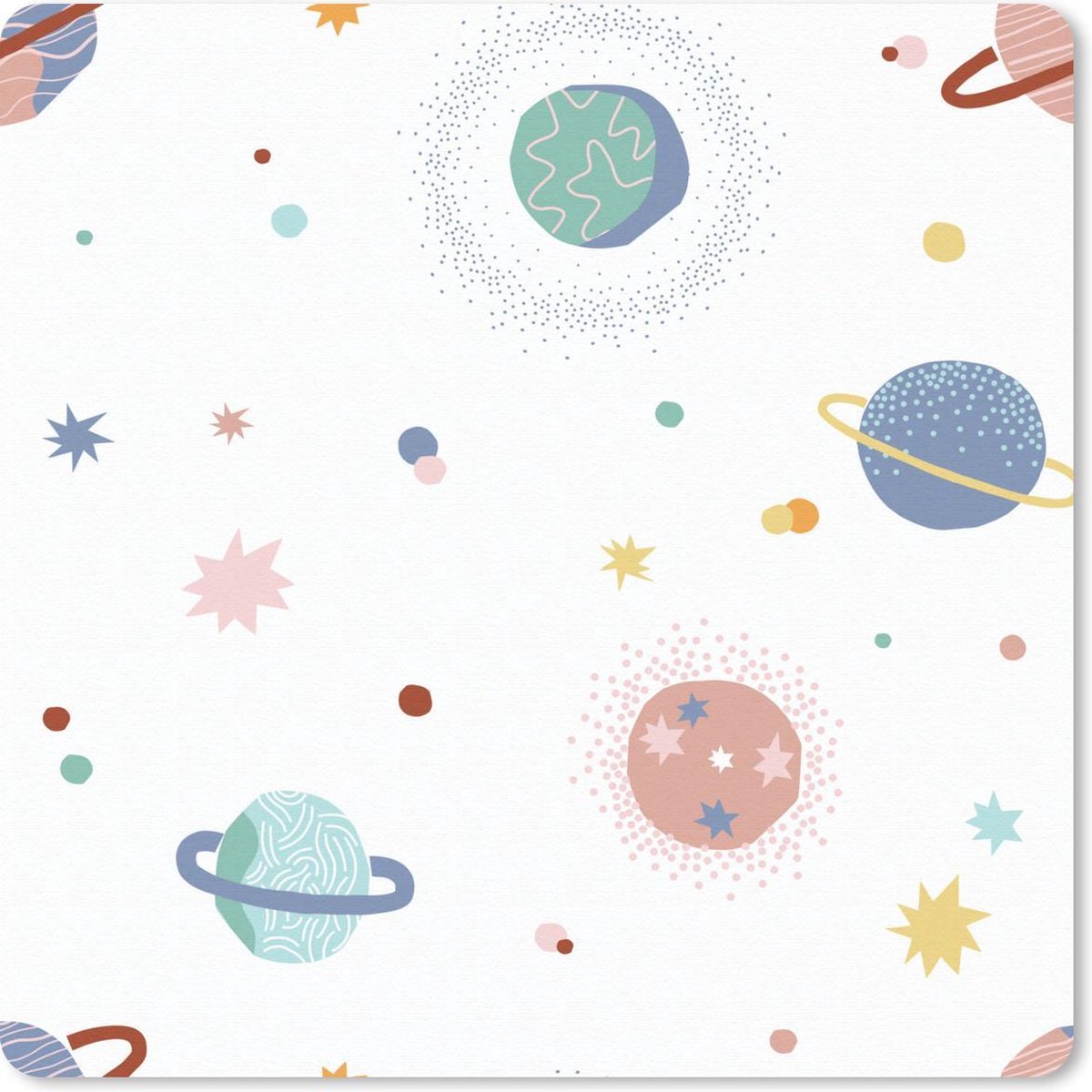 Muismat 20x20 cm - Mousepad Ruimte - Sterren - Kinderen - Muismatten