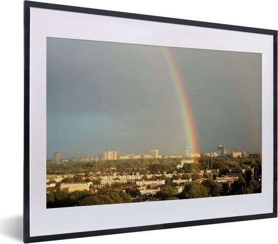 Fotolijst incl. Poster - Den Haag - Regenboog - Skyline - 40x30 cm - Posterlijst