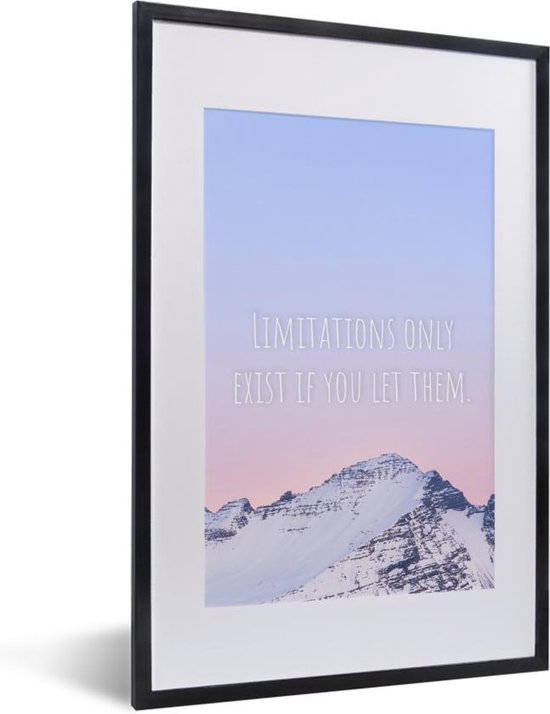 Fotolijst incl. Poster - Spreuken - Quotes - 'Limitations only exist if you let them' - Sport - 40x60 cm - Posterlijst