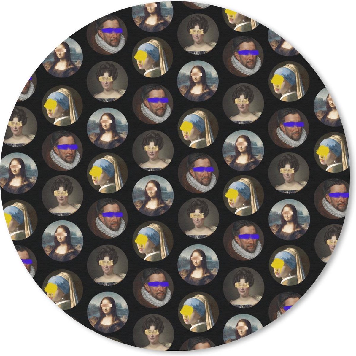 Muismat rond 50x50 cm - Mousepad Oude meesters - Patroon - Kleuren - Ronde muismatten