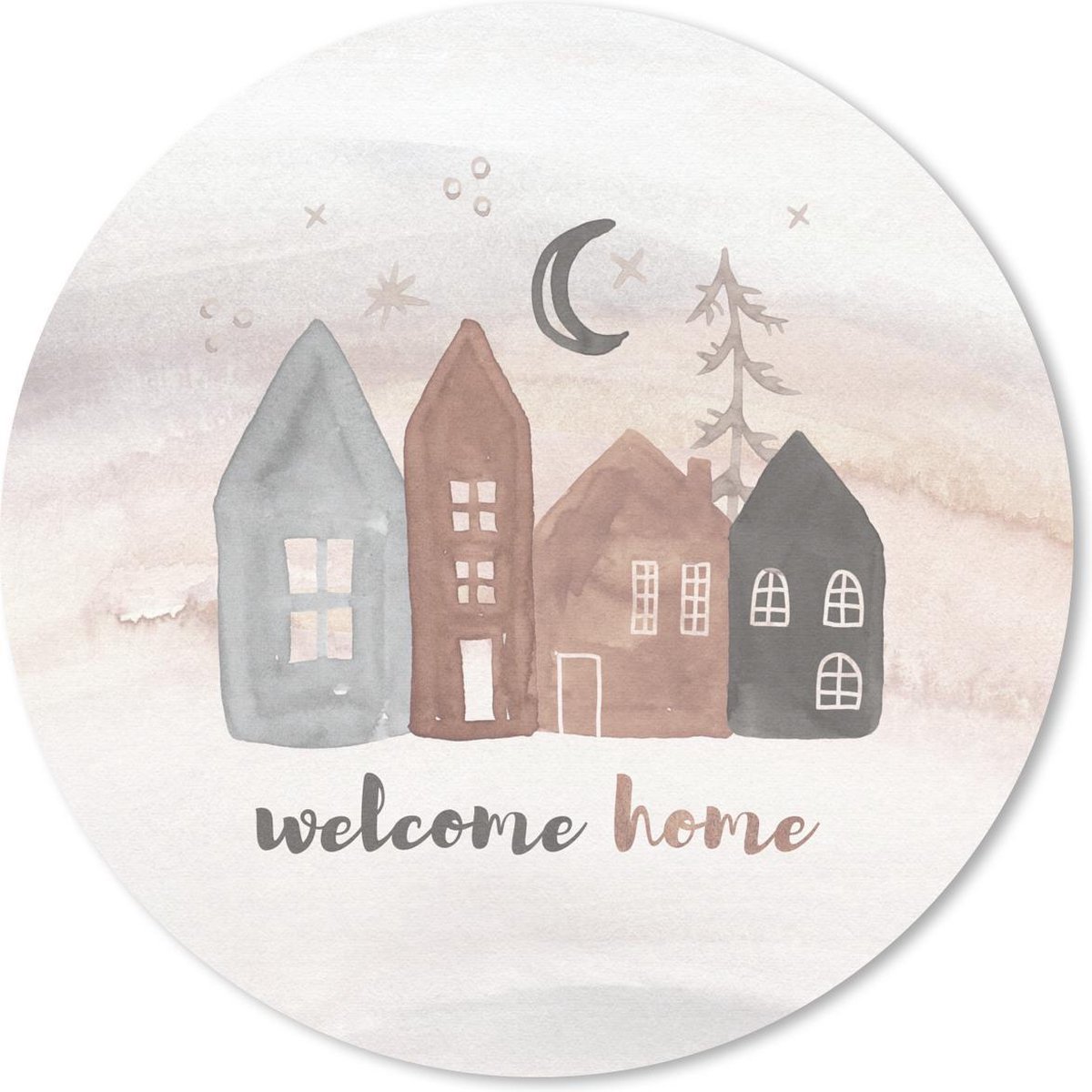 Muismat rond 40x40 cm - Mousepad Spreuken - Quotes - 'Welcome home' - Huizen - Ronde muismatten