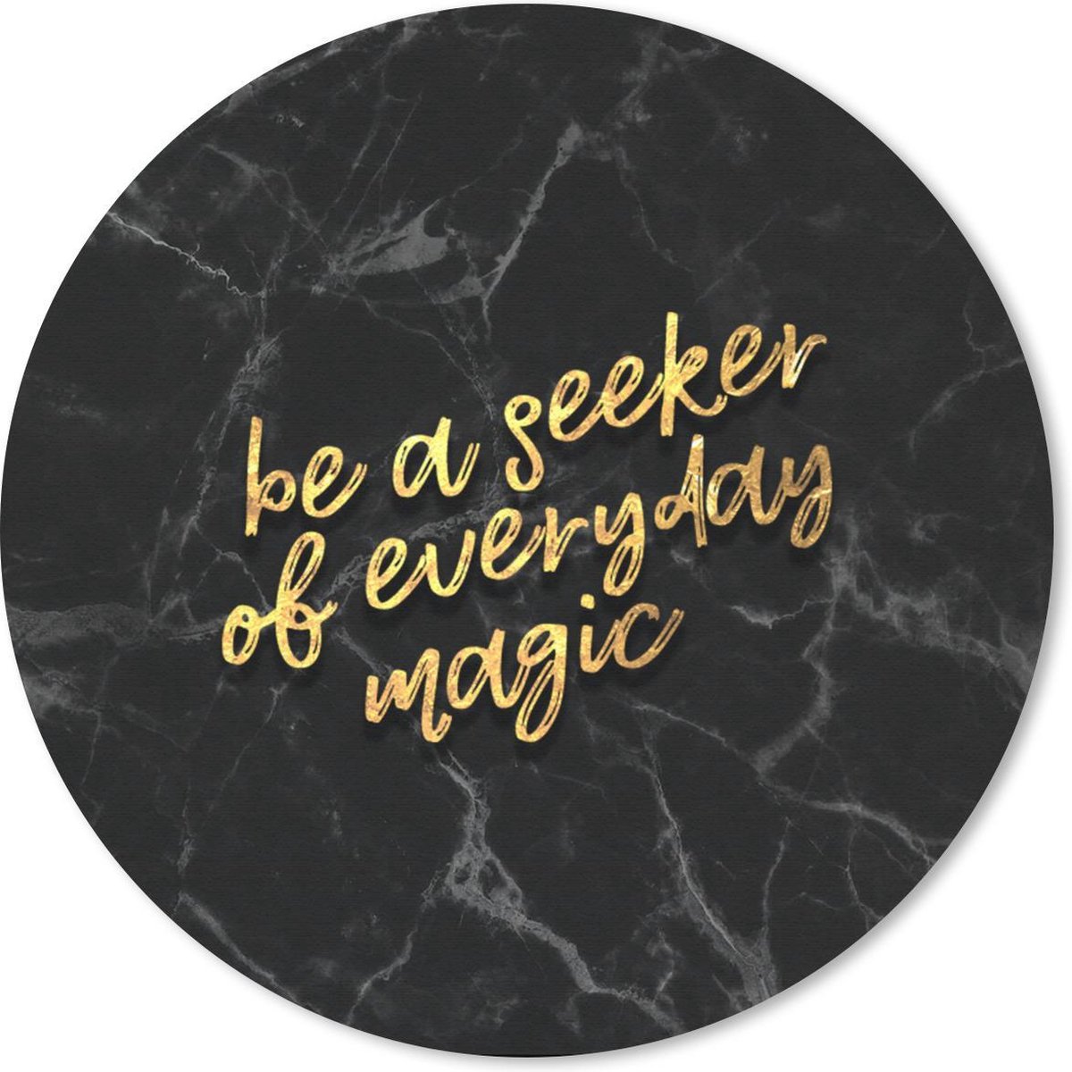 Muismat rond 50x50 cm - Mousepad Quotes - Magic - Goud - Marmer print - Ronde muismatten