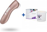 Satisfyer Pro 2 - Clitorisstimulator + Exotiq Massagekaars - Violet Rose