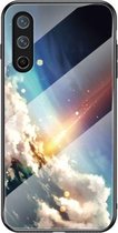 Voor OnePlus Nord CE 5G Sterrenhemel Geschilderd Gehard Glas TPU Schokbestendig Beschermhoes (Bright Stars)