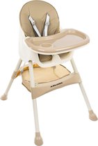 EetStoel Baby - Zinaps 12060 Hoge stoel voor baby's Verstelbare vouwtafel 5-punts harnas beige -  (WK 02124)