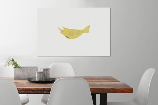 Tableau Peinture Poisson - Mer - Jaune - Aquarelle - 60x40 cm - Décoration murale