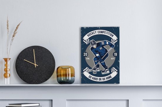 Peintures sur toile Hockey sur glace - Homme - Rétro - 20x30 cm - Décoration murale