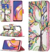 Voor OPPO A94 4G/Reno5 F/F19 Pro Gekleurd Tekenpatroon Horizontale Flip Lederen Case met Houder & Kaartsleuven & Portemonnee (Tree Life)