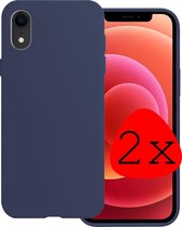 Hoes voor iPhone XR Hoesje Siliconen - Hoes voor iPhone XR Case Siliconen - 2 Stuks - Donker Blauw