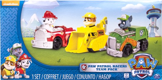 PAW Patrol Rescue Racers - 3 Speelgoedvoertuigen - Marshall Rocky en Rubble