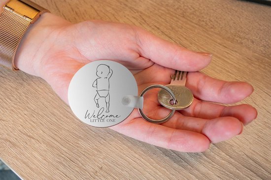 Porte-clés - Bébé - Welcome little one - Proverbes - Geborote - citations - Plastique - Rond - Distribuer des cadeaux