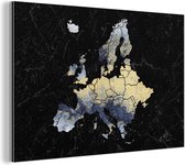 Wanddecoratie Metaal - Aluminium Schilderij Industrieel - Kaart - Europa - Delfts blauw - 30x20 cm - Dibond - Foto op aluminium - Industriële muurdecoratie - Voor de woonkamer/slaapkamer