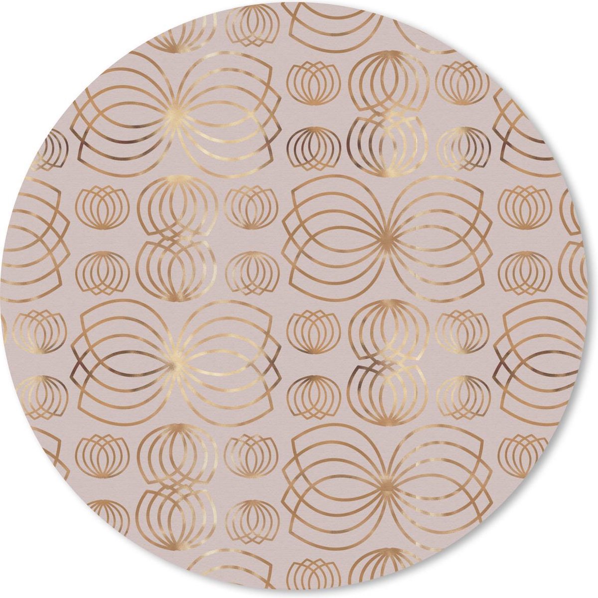 Muismat rond 30x30 cm - Mousepad Patronen - Bloemen - Goud - Ronde muismatten