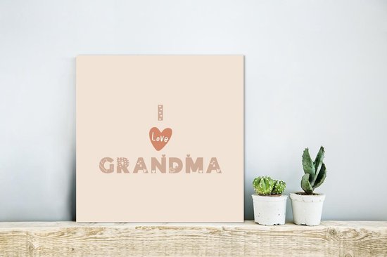 Décoration murale Métal - Peinture Aluminium Industriel - Grand-mère - Dictons - J'aime grand-mère - Citations - 20x20 cm - Dibond - Photo sur aluminium - Décoration murale industrielle - Pour le salon/chambre