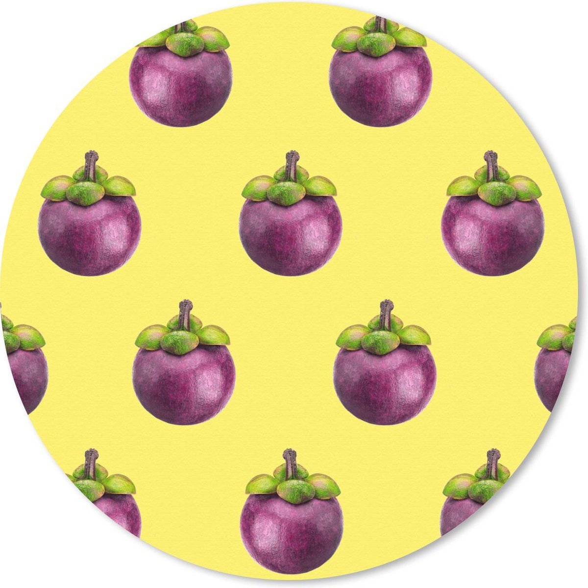 Muismat rond 20x20 cm - Mousepad Fruit - Patroon - Paars - Ronde muismatten