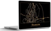Laptop sticker - 10.1 inch - Kaart - Haarlem - Goud - Zwart - 25x18cm - Laptopstickers - Laptop skin - Cover