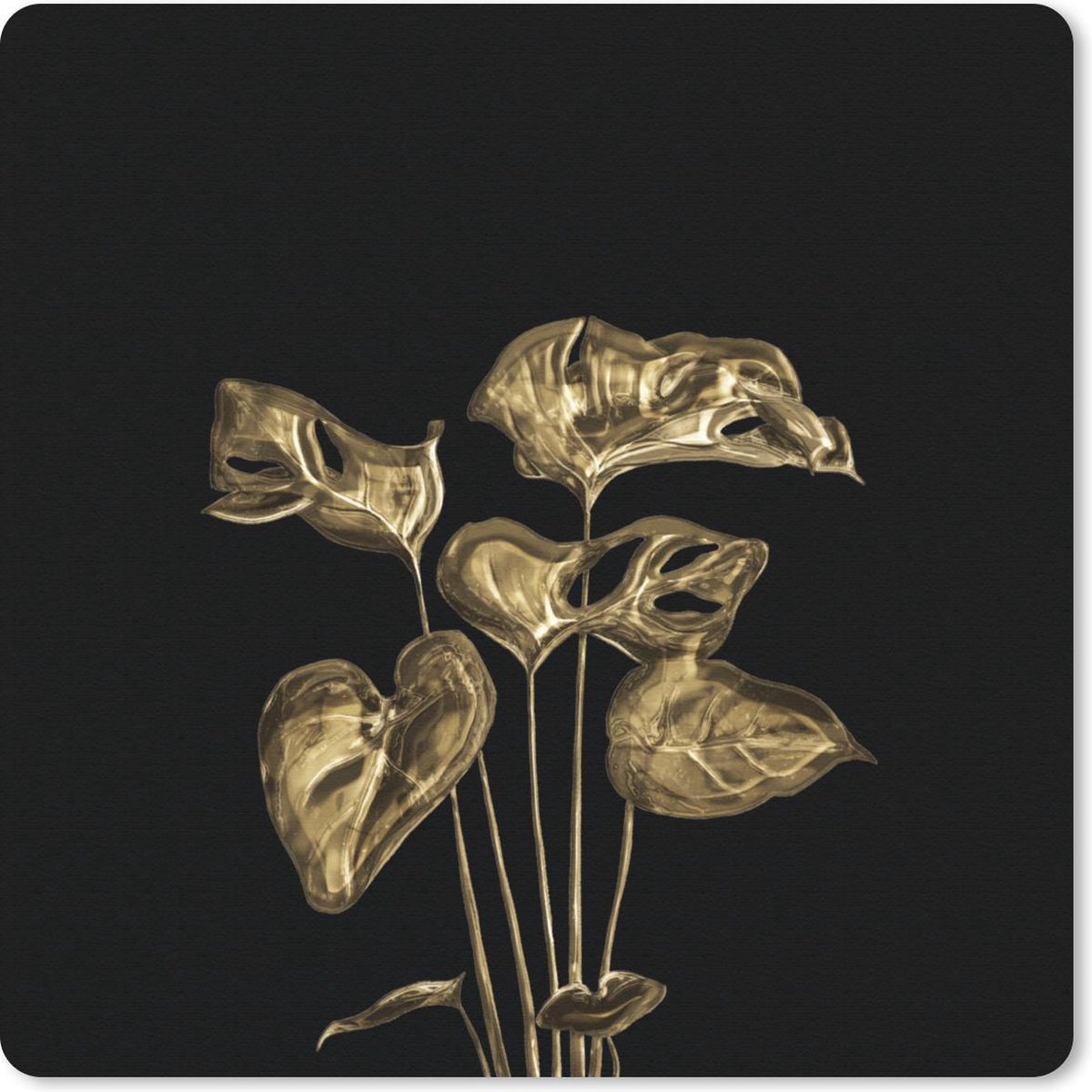 Muismat 30x30 cm - Mousepad Bladeren - Goud - Planten - Muismatten