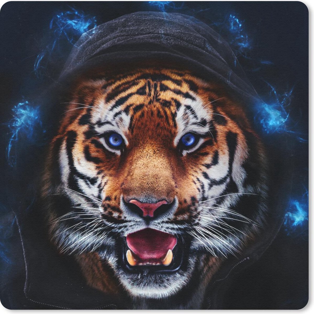 Muismat 20x20 cm - Mousepad Tijger - Kleding - Licht - Muismatten