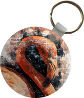 Porte-clés - Flamingo - Fumée - Journal - Plastique - Rond - Cadeaux à distribuer