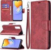 Voor vivo Y51 2020/Y51a/Y51s Retro Lamsvacht Textuur Pure Kleur Horizontale Flip PU Lederen Case met Houder & Kaartsleuven & Portemonnee & Lanyard (Rood)