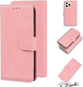 Skin Feel Pure Color Horizontal Flip Leather Case met houder & kaartsleuven & portemonnee voor iPhone 13 Pro (roze)