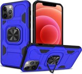 Knight Cool Series pc + TPU schokbestendig hoesje met magnetische ringhouder voor iPhone 12 Pro Max (donkerblauw + saffierblauw)